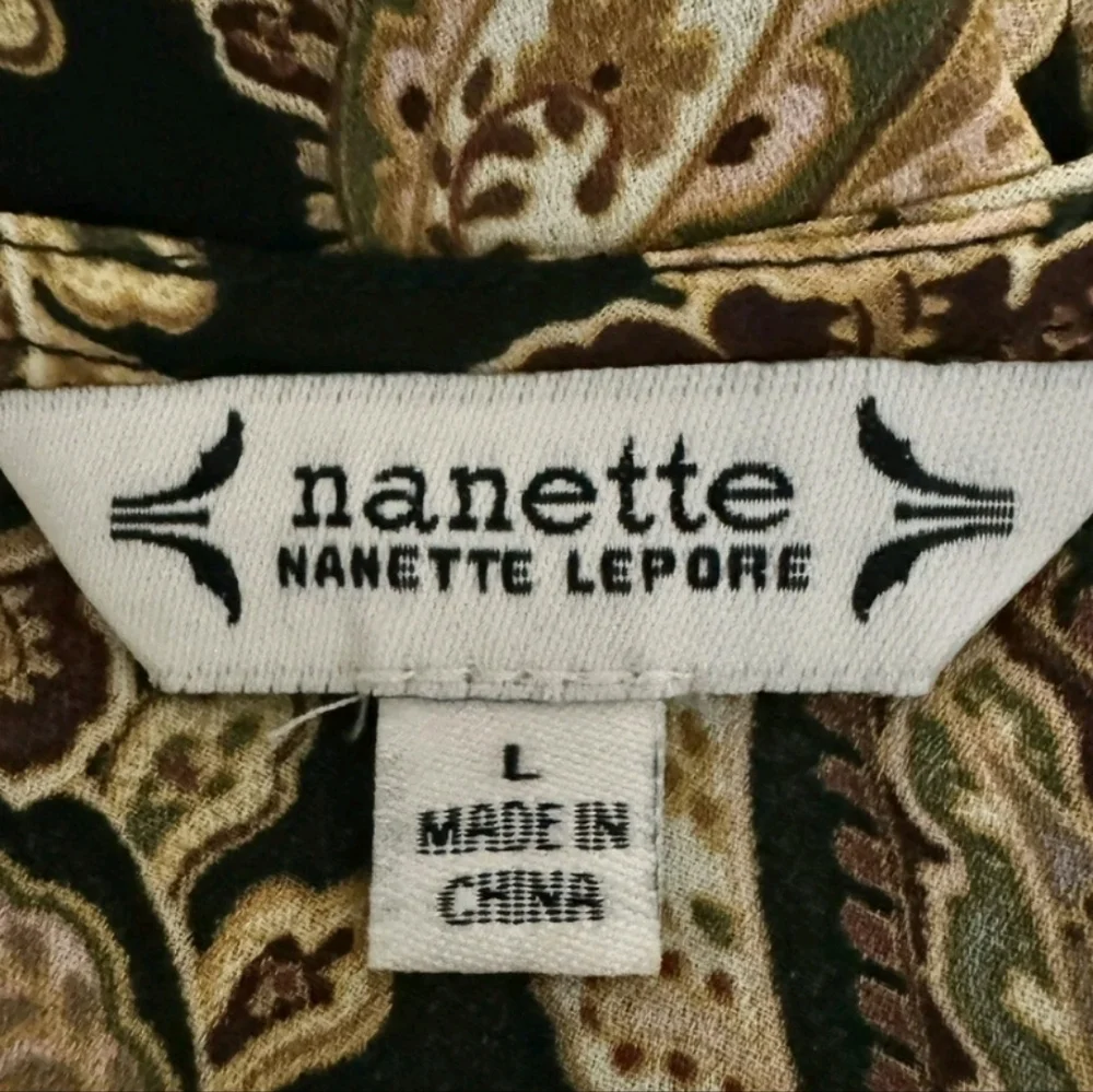 Nanette Lepore Womens  Elegant Brown and Gold Paisley Top Size L - Picture 6 of 6